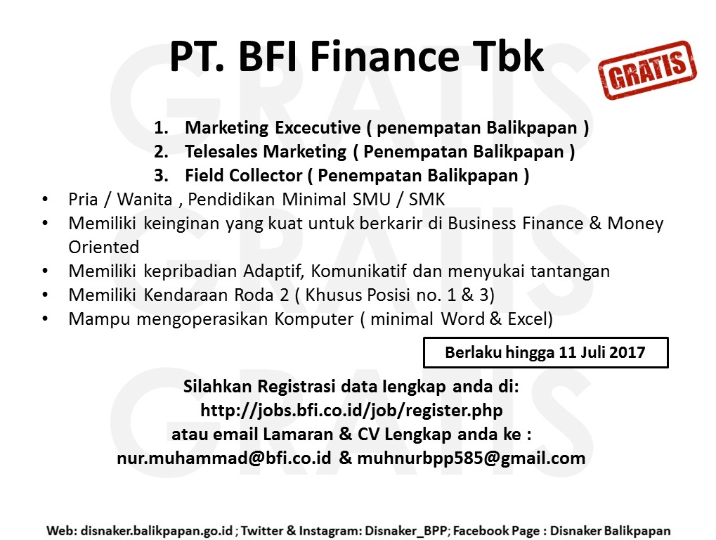 Lowongan Kerja Kota Balikpapan: Lowongan PT. BFI Finance Tbk