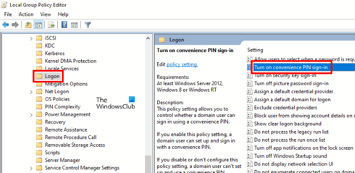 Windows Hello 핀 gpedit 비활성화