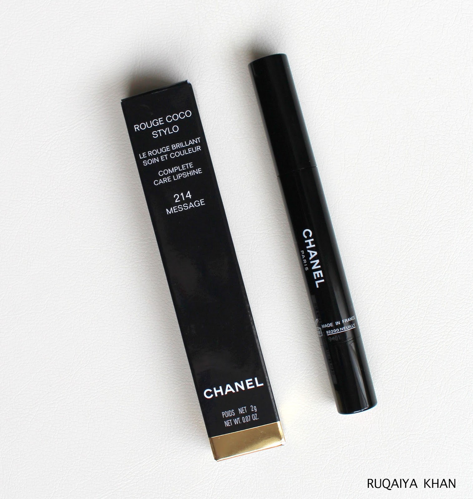 Ruqaiya Khan: CHANEL Rouge Coco Stylo in 214 Message - Review and