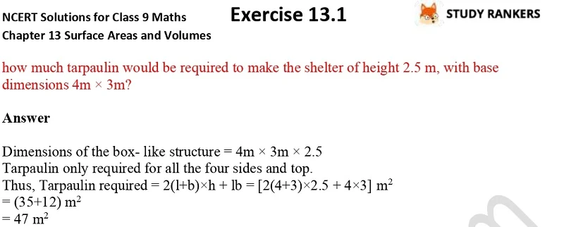 NCERT Solutions for Class 9 Maths Chapter 13 Surface Areas and Volumes Exercise 13.1 Part 4