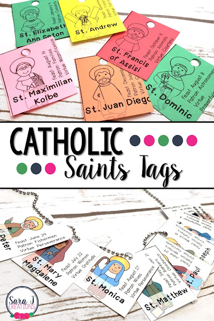 Catholic saint reward tags are perfect for introducing students to our heroes and friends, the saints.