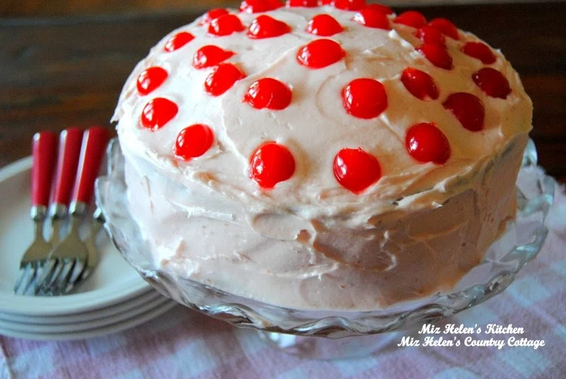 Cherry Cake with Cherry Frosting at Miz Helen's Country Cottage