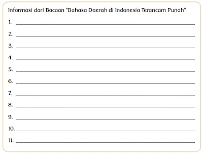 Informasi dari Bacaan “Bahasa Daerah di Indonesia Terancam Punah” www.simplenews.me
