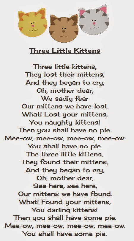 Free Printable Three Little Kittens Poem Printable Nursery Rhyme Free Printable Three Little Kittens Poem Printable Nursery Rhyme