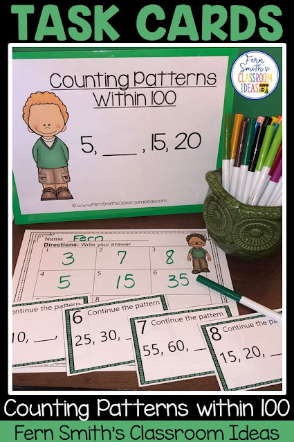 Do You Need Lesson Plans and Resources to Teach Counting Patterns Within 100 and Within 1,000? This blog post has lesson plans, task cards, color by number printables and center games for  and Second Grade Go Math 1.8 and 1.9, Counting Patterns Within 100 and Counting Patterns Within 1,000.  You will love how easy it is to prep this bundle for your math class. Perfect for small groups, read the room, centers, scoot, tutoring, Around the World whole class game, homework, seat work, so many ways to use these task cards that the possibilities are endless. Your students will enjoy the freedom of independent learning with these color by code worksheets and reviewing important skills with the center games and task cards! Perfect for an assessment grade for the week or for a substitute teacher day! #FernSmithsClassroomIdeas