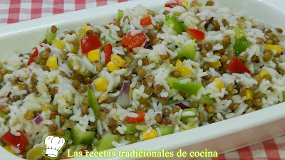 Receta Fácil De Ensalada De Arroz Y Lentejas
