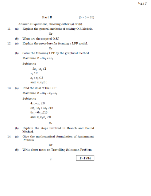 operation research question paper 2019
