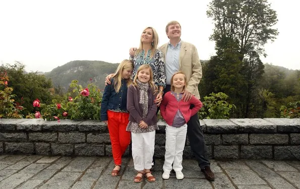 Prince Willem-Alexander, Princess Maxima and their daughters pose for the media, before spending the Christman holiday
