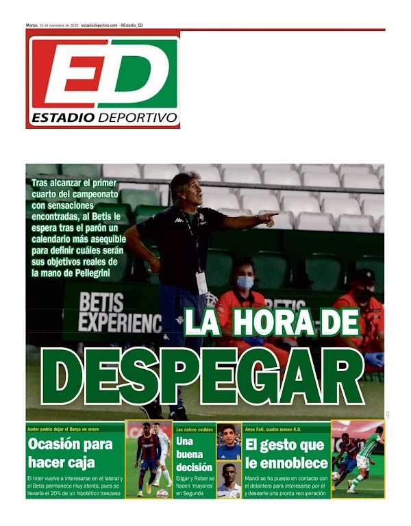 Betis, Estadio Deportivo: "La hora de despegar"