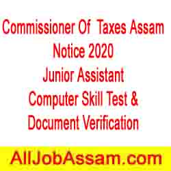 Commissioner Of  Taxes Assam Notice 2020