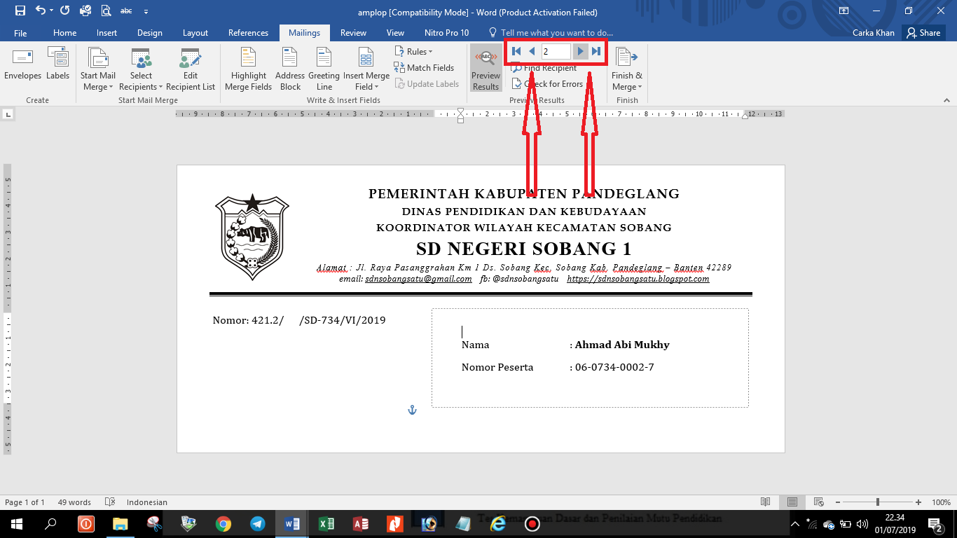CARA MEMBUAT AMPLOP PEMBERITAHUAN KELULUSAN SISWA DENGAN