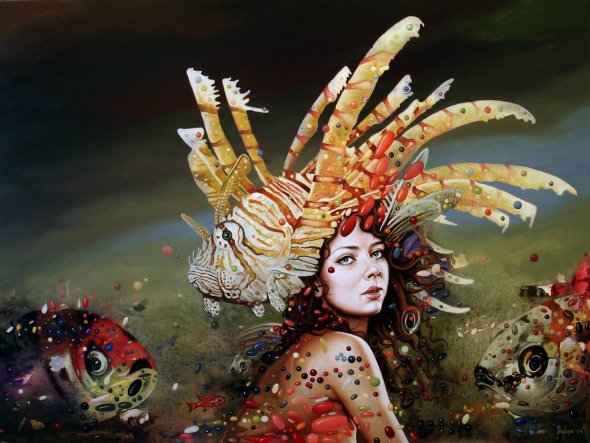 Dragan Ilic Di Vogo arte pinturas realismo mágico fantástico fantasia surreais mulheres cores texturas beleza