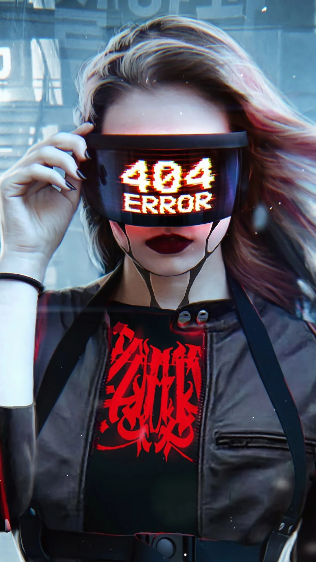 ERROR 404 CYBERPUNK GIRL MOBILE WALLPAPER