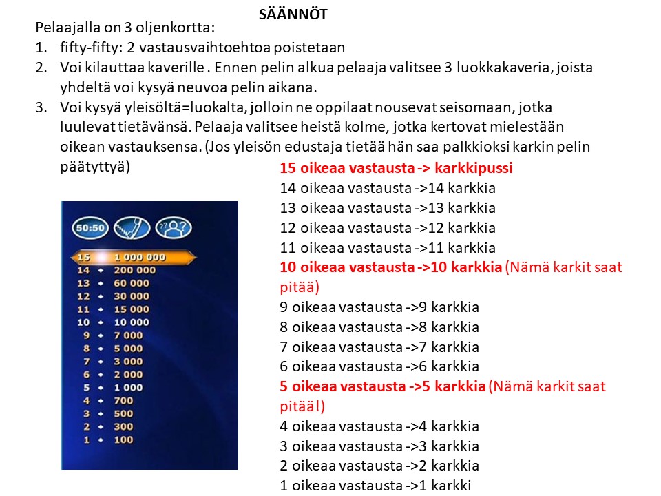 Eevan kemian sivut Haluatko miljonääriksi?