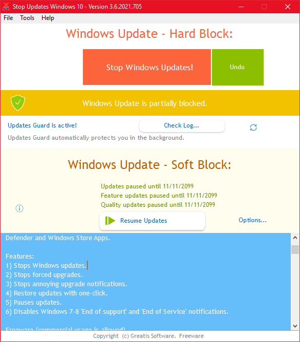 StopUpdates10 3.6.2021 - Bloquear actualizaciones de Windows 10 a voluntad