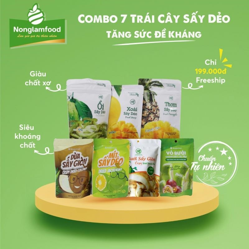Combo 7 loại trái cây sấy tăng sức đề kháng | Siêu khoáng chất - Nông Lâm Food Combo 7 loại trái cây sấy tăng sức đề kháng | Siêu khoáng chất - Nông Lâm Food