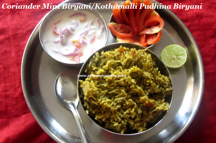 Priya's Virundhu Coriander & Mint Biryani Recipe/Cilantro & Mint