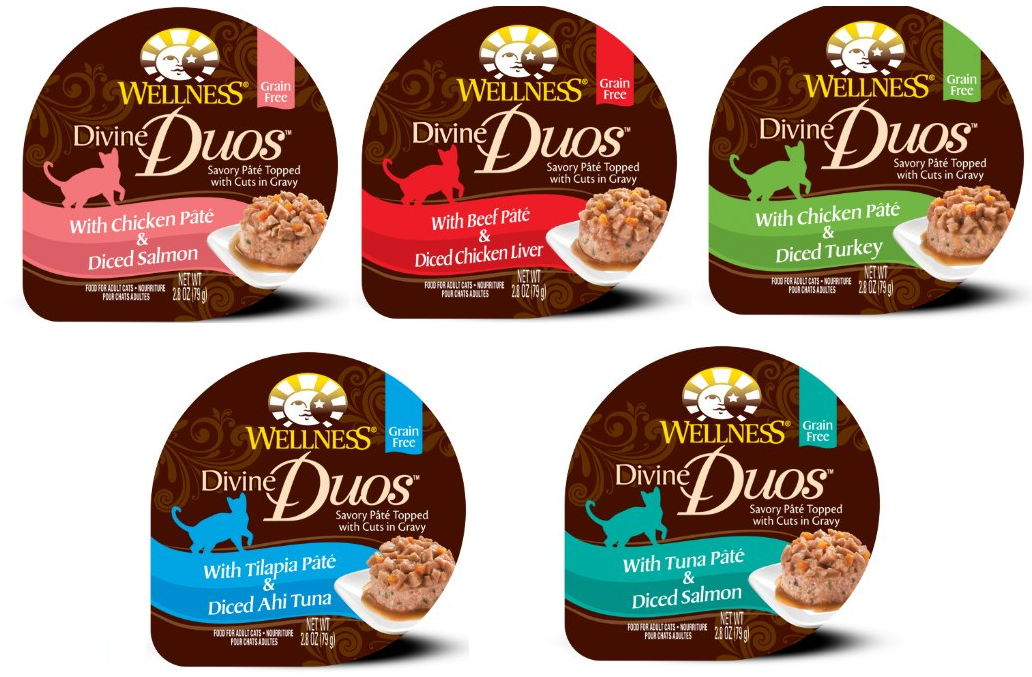 24 Pack 2 8oz Wellness Divine Duos Natural Grain Free Wet Cat Food