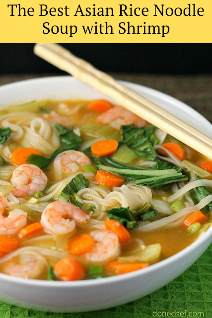 Asian Rice Noodle Soup with Shrimp