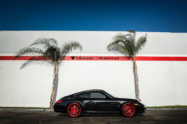 2012 Porsche 911 Black Edition with 20 BD-3’s in Candy Red - Blaque Diamond Wheels