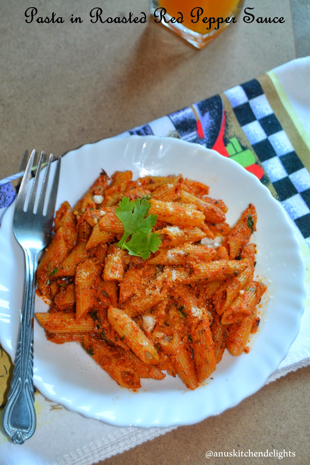 Anu's Kitchendelights Penne Pasta In Roasted Red Bell Pepper Sauce