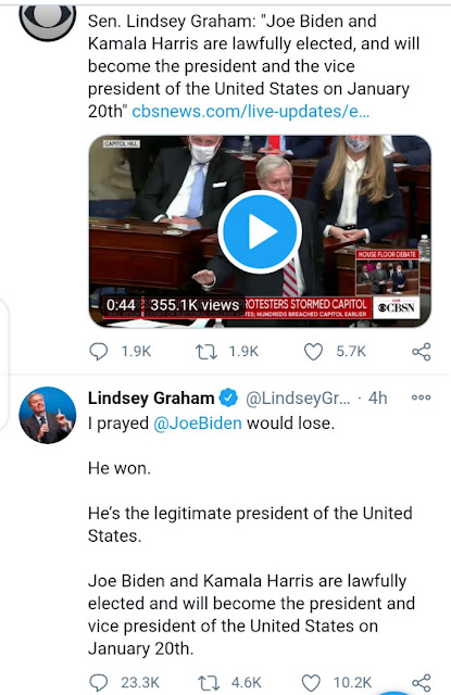 "Enough is Enough" Joe Biden won - Trump die-hard ally Sen. Lindsey Graham finally discards Donald Trump (Watch Video)