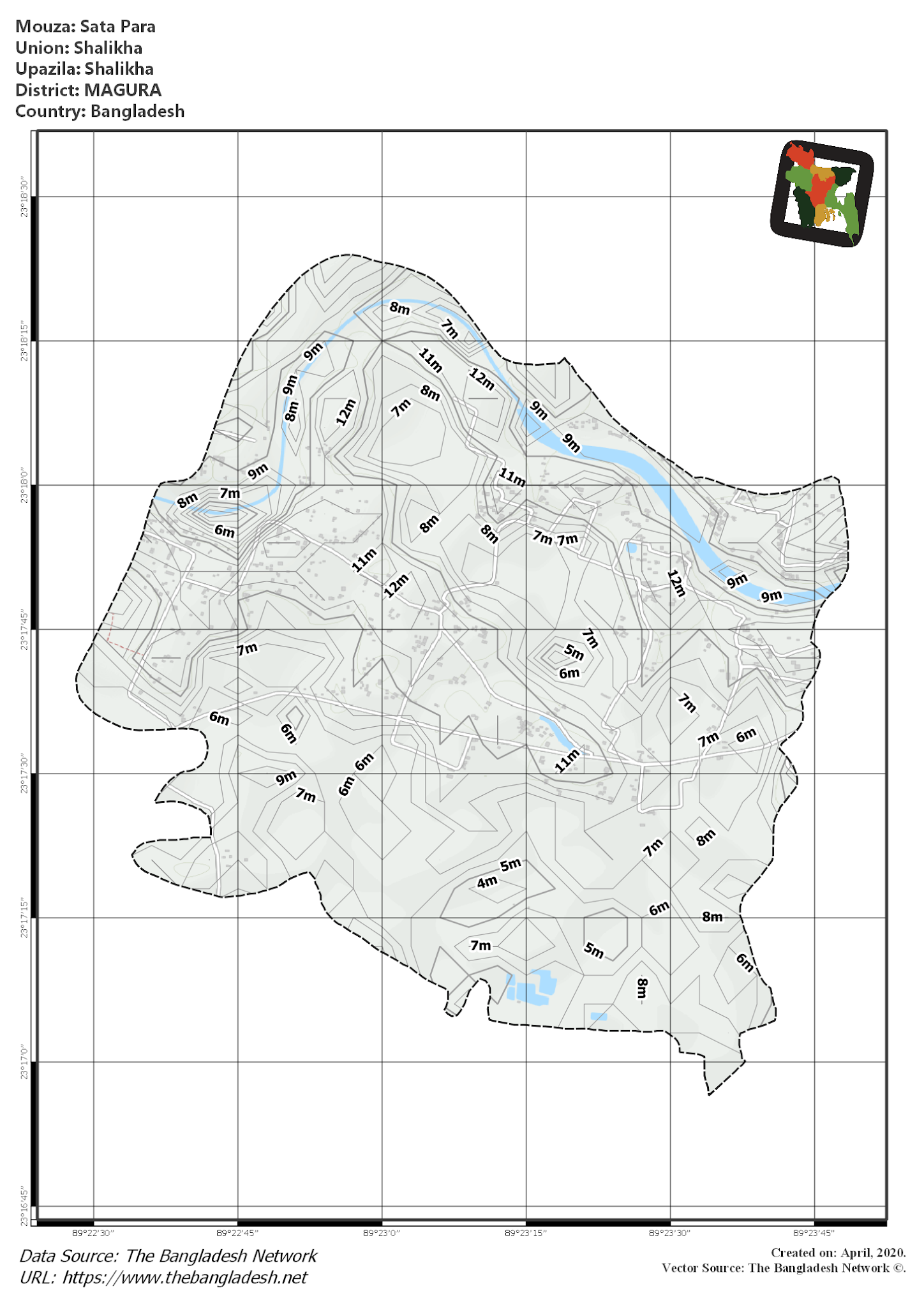 Map of Sata Para Mouza of Shalikha Upazila, MAGURA, Bangladesh.