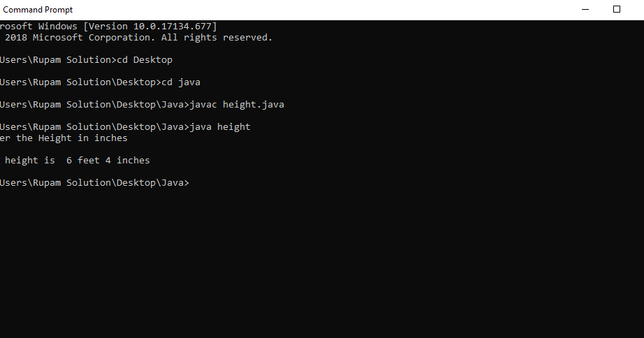 Write a Java code to input height (in inches) and convert it into feet ...
