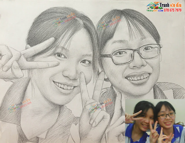 Vẽ tranh chì than quà tặng bạn bè