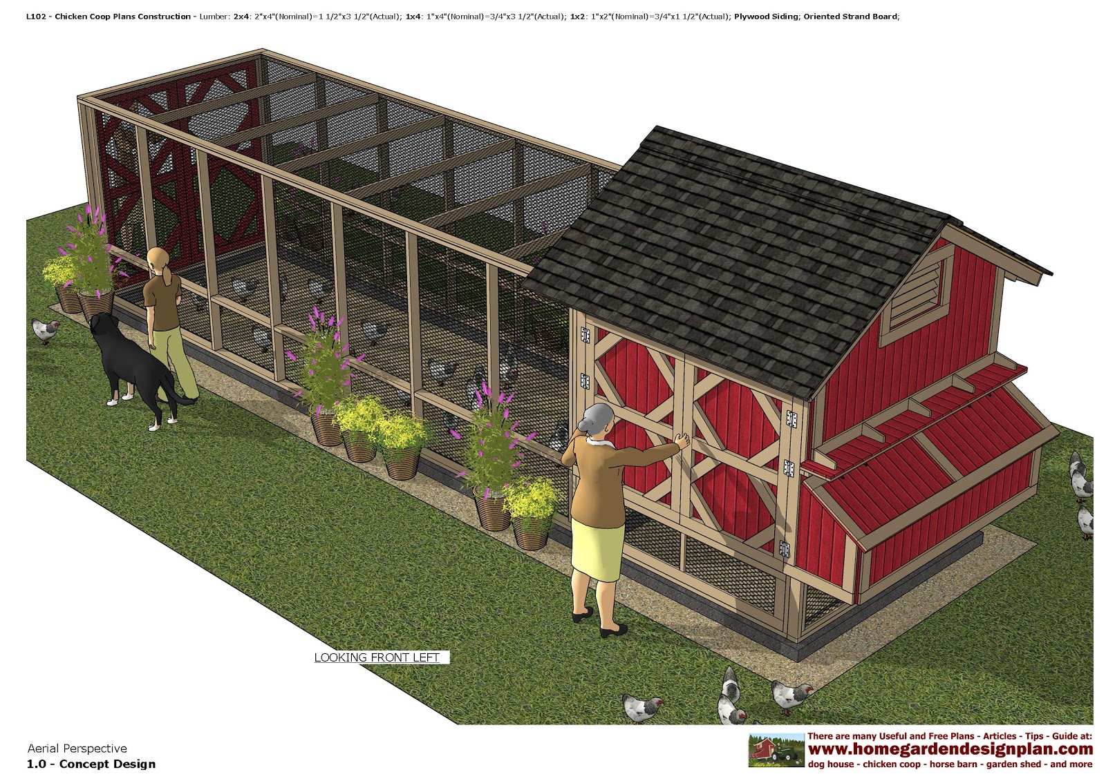 home garden plans L102 Chicken Coop Plans Construction 0720