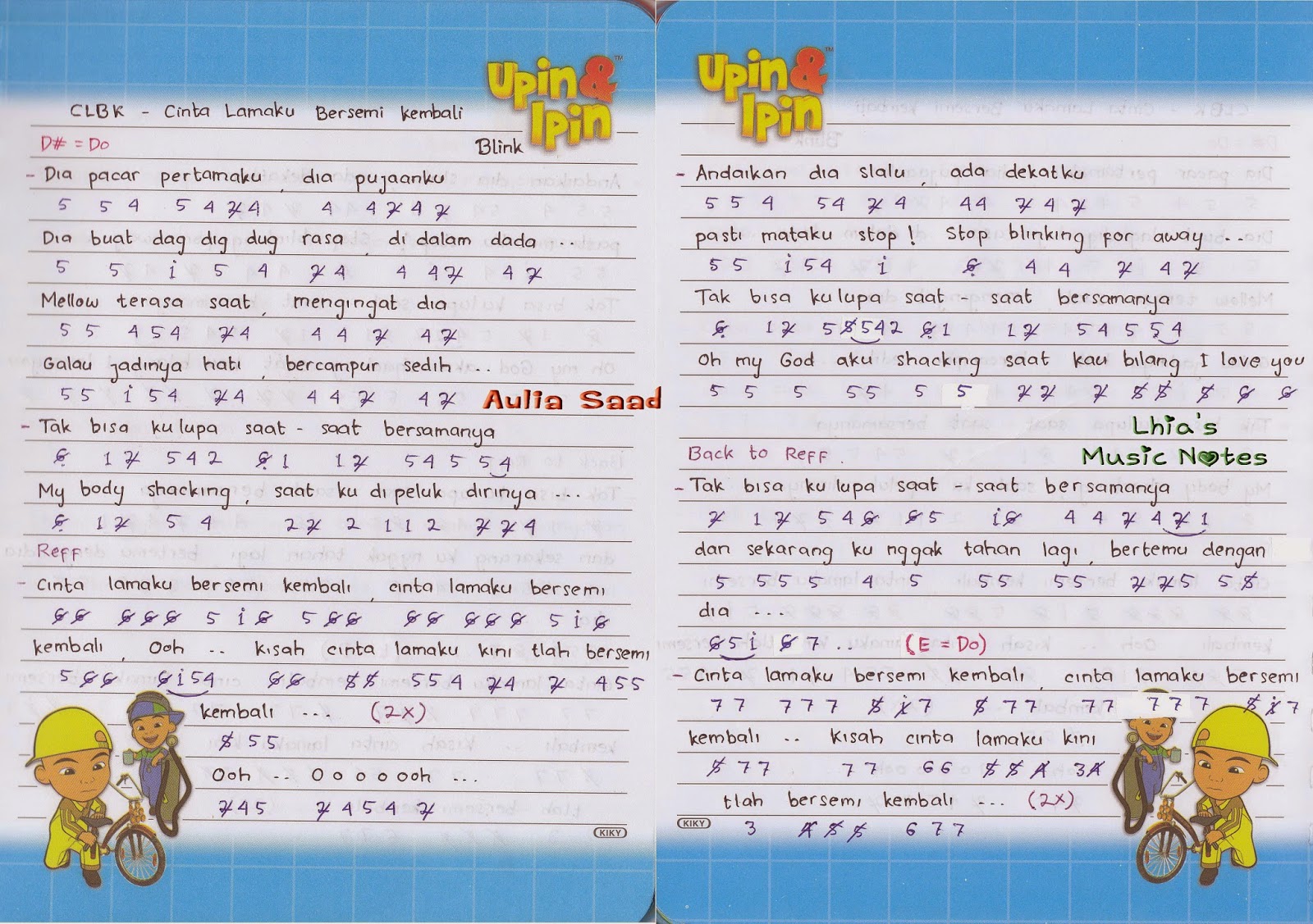 Not Angka Pianika Lagu Rekayasa Cinta - Not Lagu