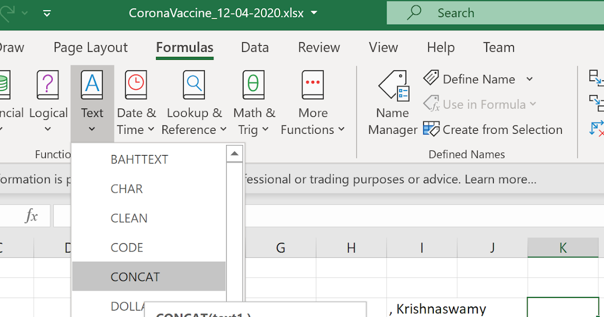 HodentekHelp: How to add text strings in MS Excel?