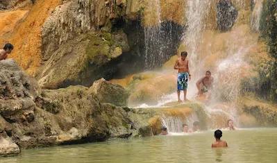 Bath Hot Spring at Aik Kalak side Lake Segara Anak Mount Rinjani