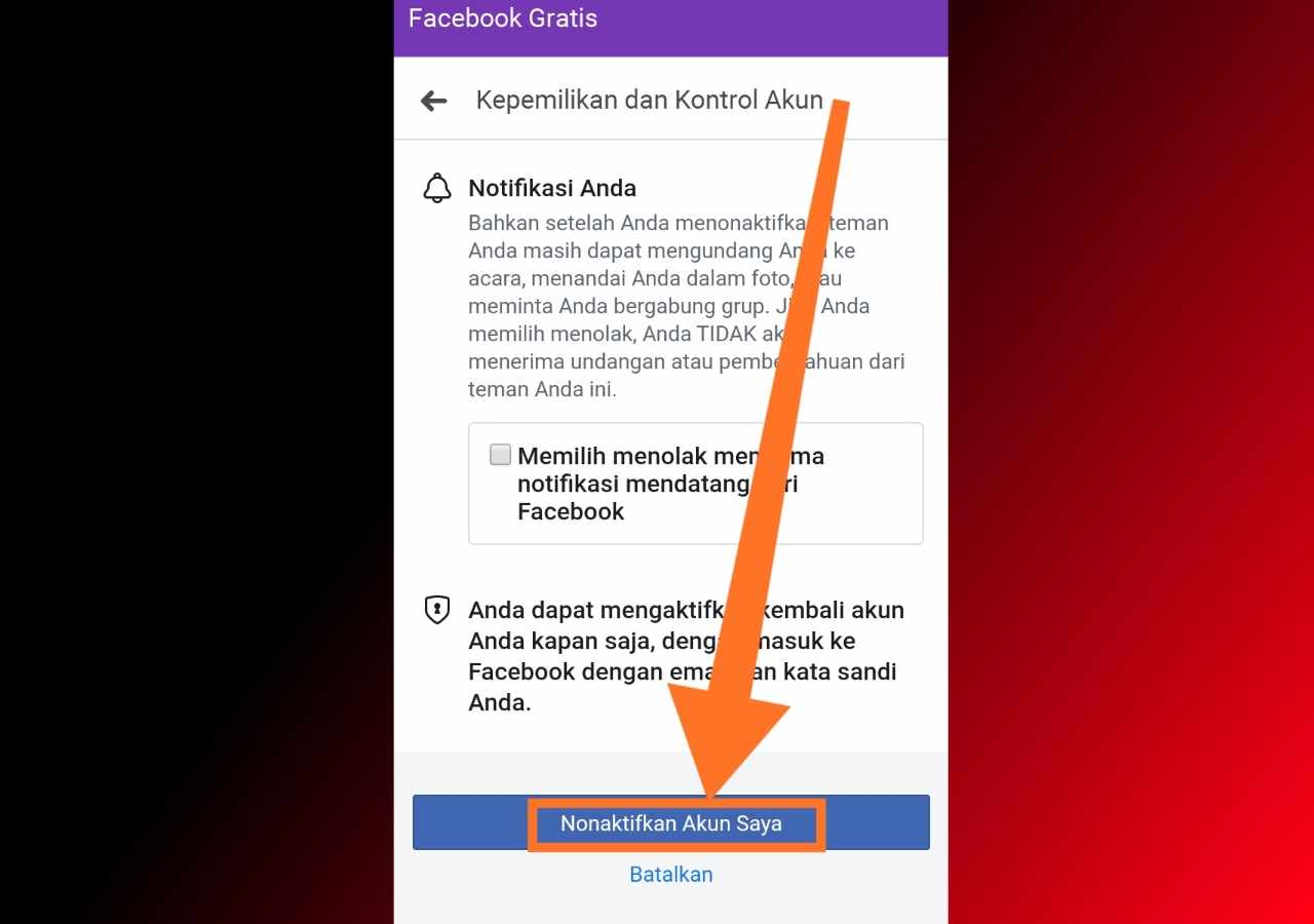 Cara MENONAKTIFKAN Facebook di Facebook lite