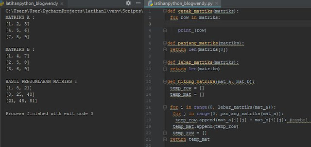 Program Penjumlahan Matrks Ordo 3x3 Dengan Python
