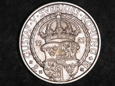 Sweden coins 2 Kronor Silver coin of 1921, King Gustav Vasa, 400th ...