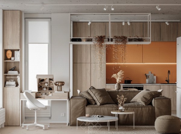 orange two colour combination for room walls