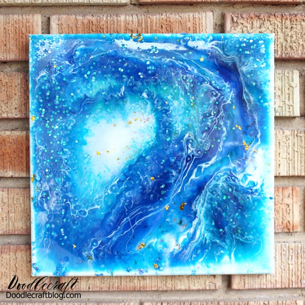 How to make a geode resin pour canvas with glitter