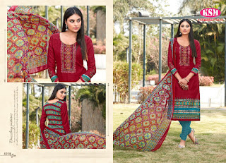 KSM Vanya Glaze Cotton Dress Material WithChiffon Dupatta