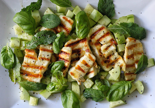 Grilled Halloumi with Cucumber