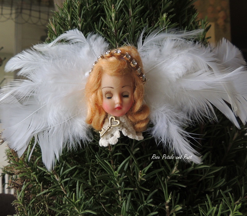 Rose Petals and Rust doll head ornaments...