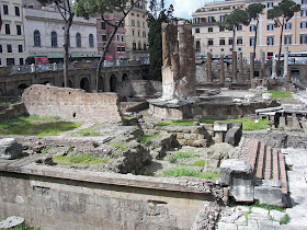 The remains of the Largo di Torre Argentina as the are today, in the Campo de' Fiori area of Rome