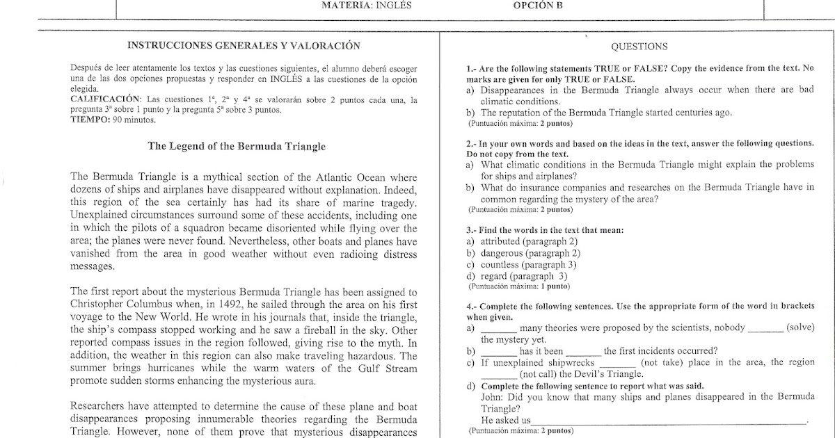 ENGLISH IN SANCRIS EVAU EXAMS