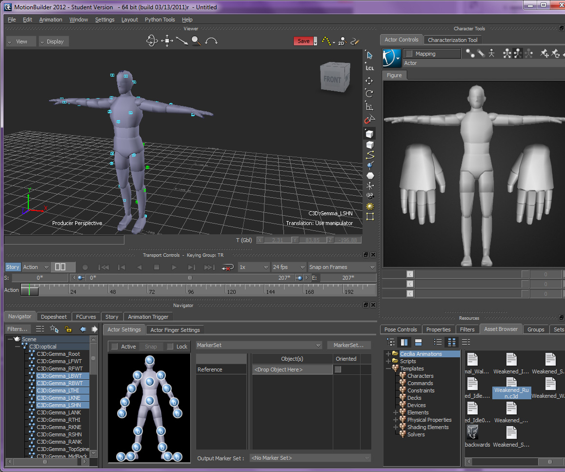 Dissonance (G.Suen FMP) Maya to MotionBuilder Importing C3D and