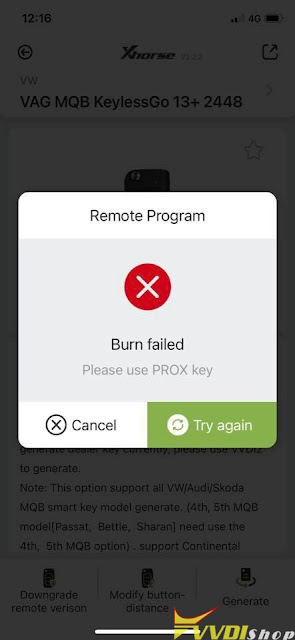 vw mk7 mqb remote burn failed