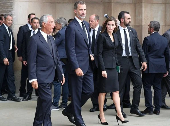 King Felipe, Queen Letizia and Portugal's President Marcelo Rebelo de Sousa attend a mass for the victims of Barcelona