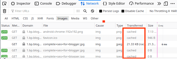 caching in blogger