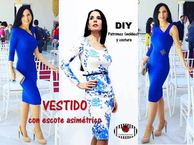 DIY. Cómo hacer un vestido ajustado con escote asimétrico forrado. TRUCOS DE COSTURA