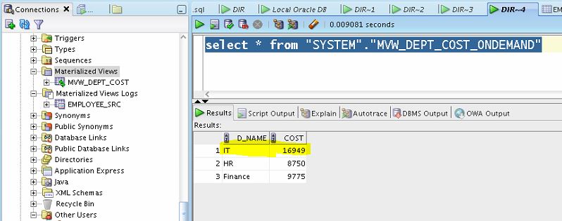 Oracle MATERIALIZED VIEW (On Commit) Refreshing - Pubudu Dewagama