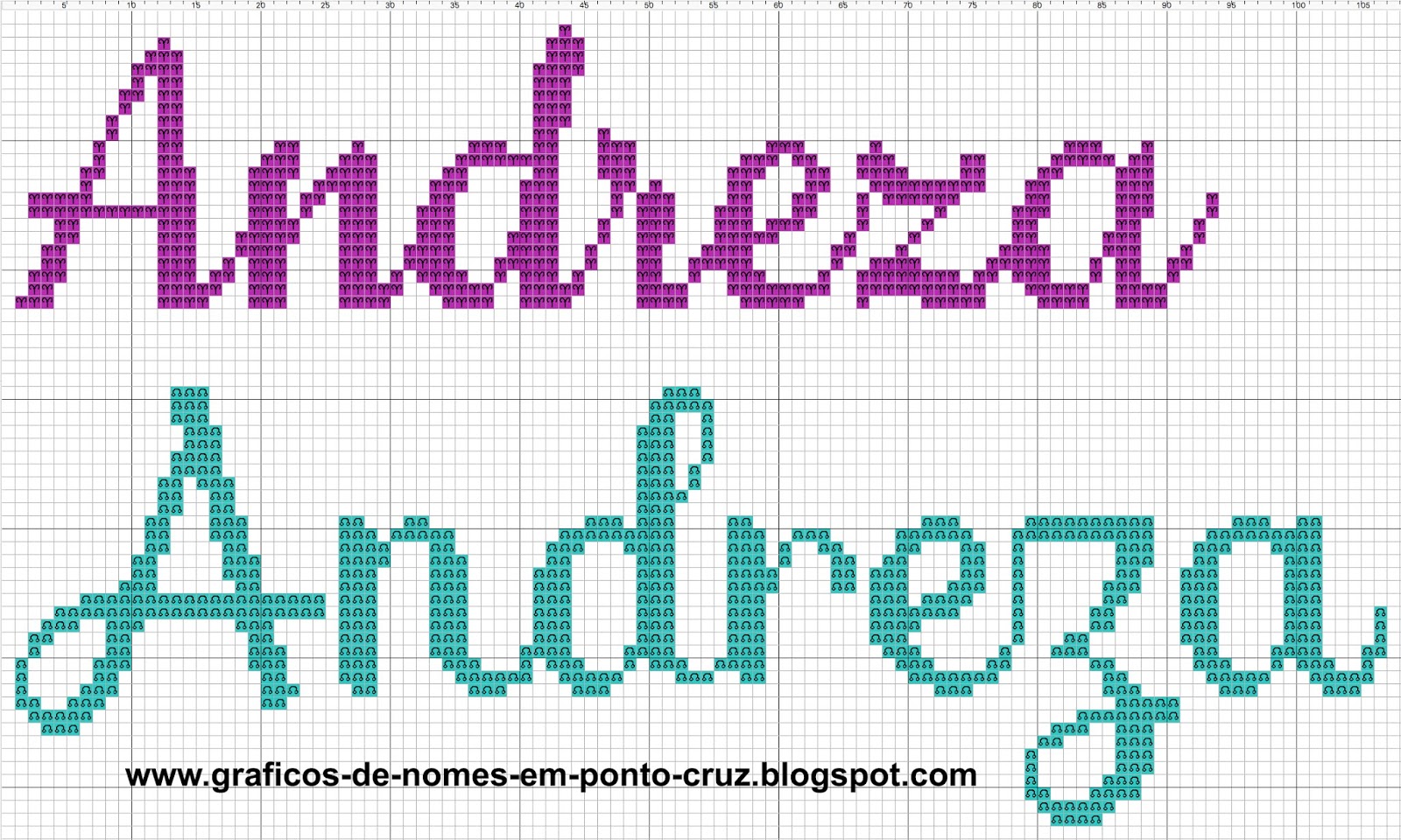 Graficos De Nome Em Ponto Cruz Gráficos de Nomes em Ponto Cruz: Nome Andreza em Ponto Cruz